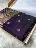 Blackish Purple With Swarovski Work Booti Mashru Silk Saree