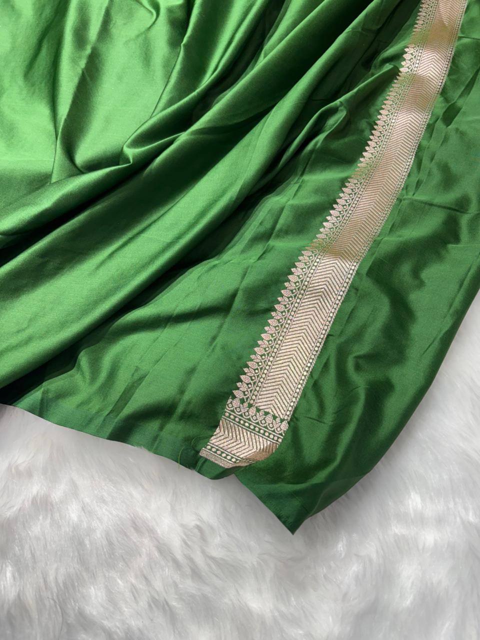 Bottle Green Shades Floral Boota Mashru Silk Saree